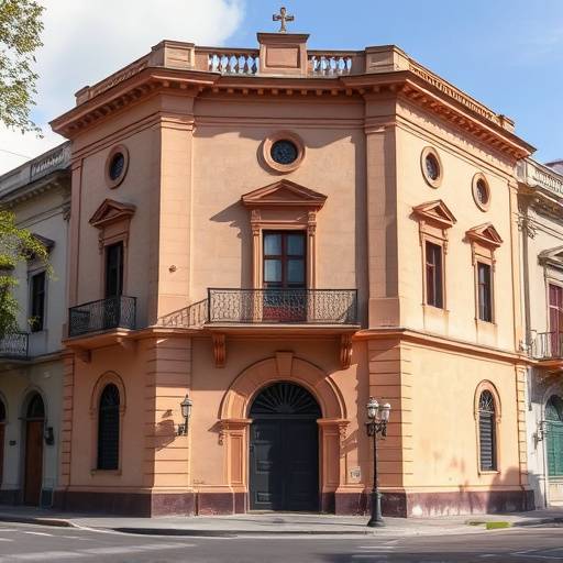 Edificio con arquitectura colonial espa&radic;&plusmn;ola en una calle de Buenos Aires