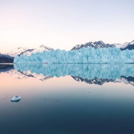 El glaciar Perito Moreno reflejado en aguas tranquilas