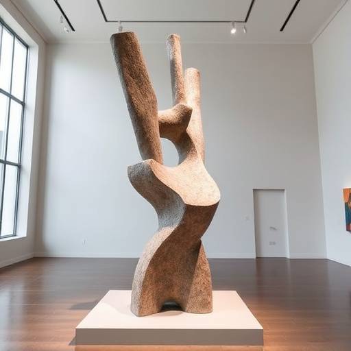 Escultura abstracta moderna en un museo argentino
