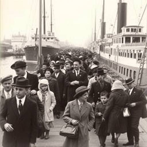 Inmigrantes llegando al puerto de Buenos Aires a principios del siglo XX